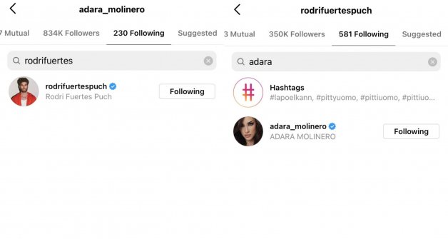Adara y Rodri ya se siguen de nuevo en Instagram.