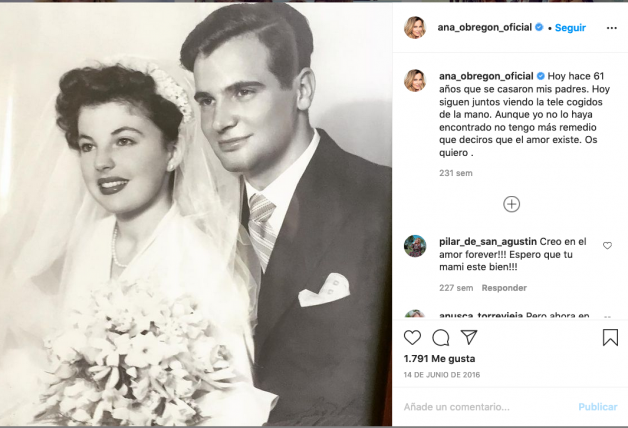 Los padres de Ana Obregón el día de su boda.