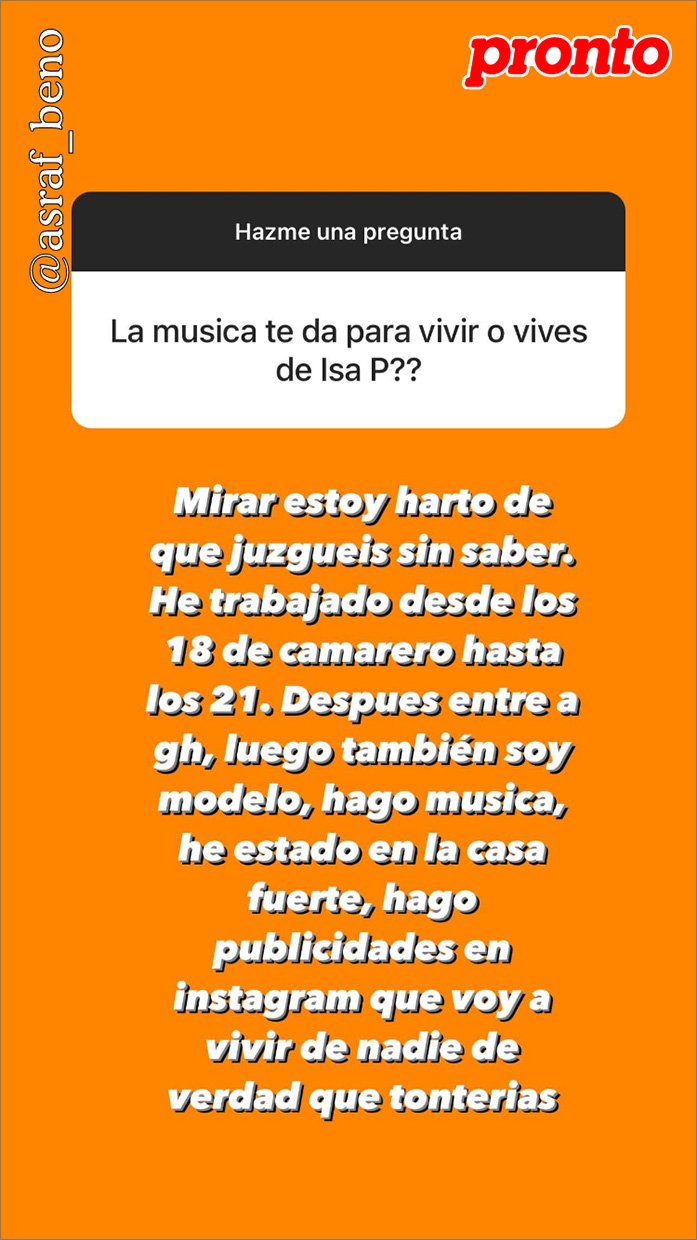 La respuesta del modelo en su Instagram: @asraf_beno.