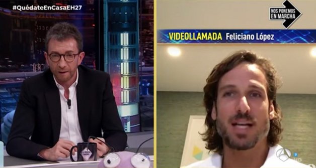 Feliciano López en uno de los momentos de la entrevista con Pablo Motos.