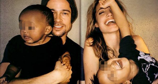 Brad Pitt y Angelina Jolie con Zahara y Maddox.