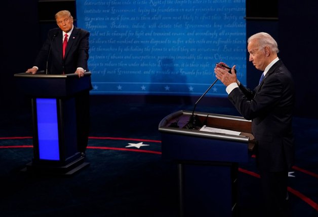 Joe en uno de los debates televisivos con Donald Trump.