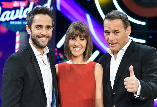 Roberto Leal, Sandra Daviú y Carlos Lozano, en la promo de 'Parte de tu Navidad'.