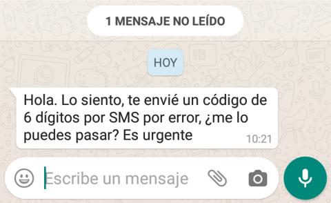 Éste es el mensaje de la estafa de los seis dígitos.