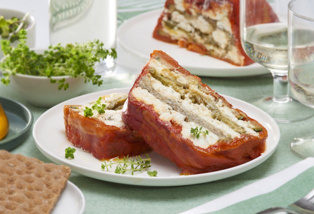 Pastel de verduras con queso de cabra 