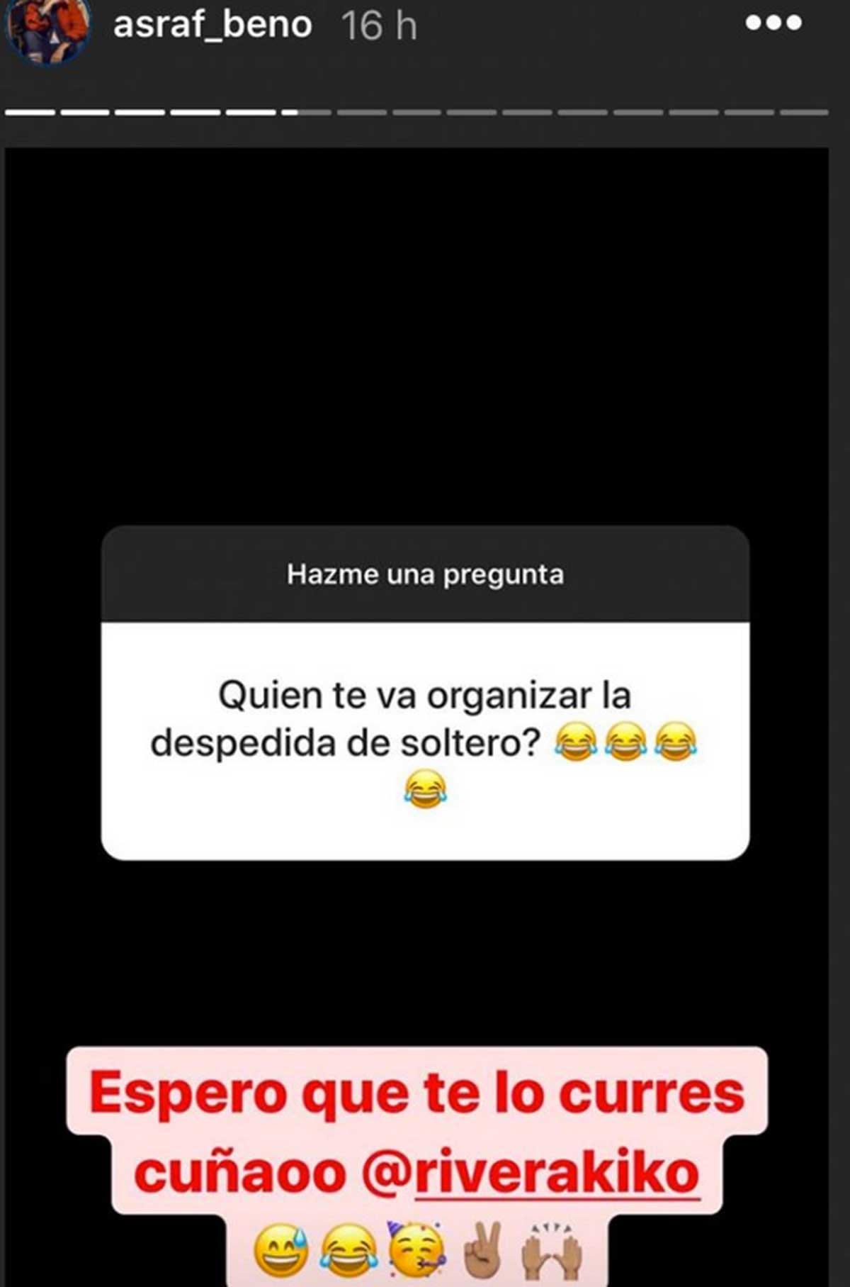 El modelo y colaborador televisivo Asraf Beno compartía la respuesta a uno de sus seguidores en Instagram.