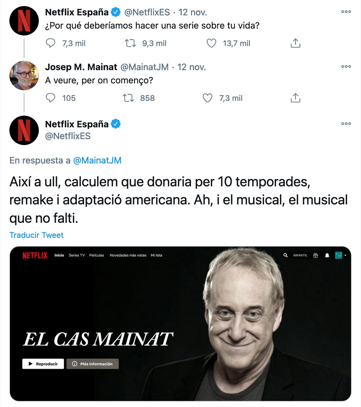 Josep Maria Mainat, quitándole hierro al asunto en Twitter.