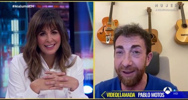 Nuria y Pablo en una videollamada, en El Hormiguero.