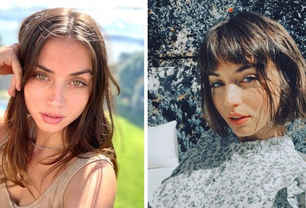 Ana de Armas antes (a la izquierda) y después (a la derecha).