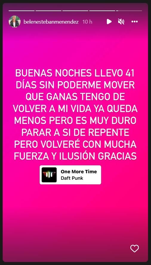 Belén Esteban está deseando volver a trabajar y recuperar su vida normal.