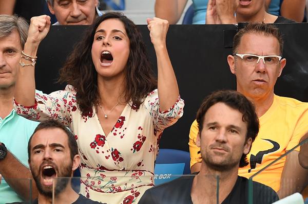 Mery Perelló, animando a Rafa en el Abierto de Australia de 2019.