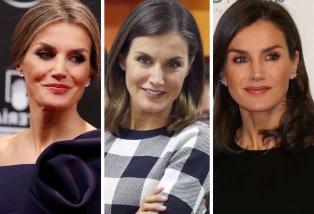 La mirada de la reina Letizia se abrió notablemente entre 2017 y 2018 (izquierda y centro) y 2019 (derecha).