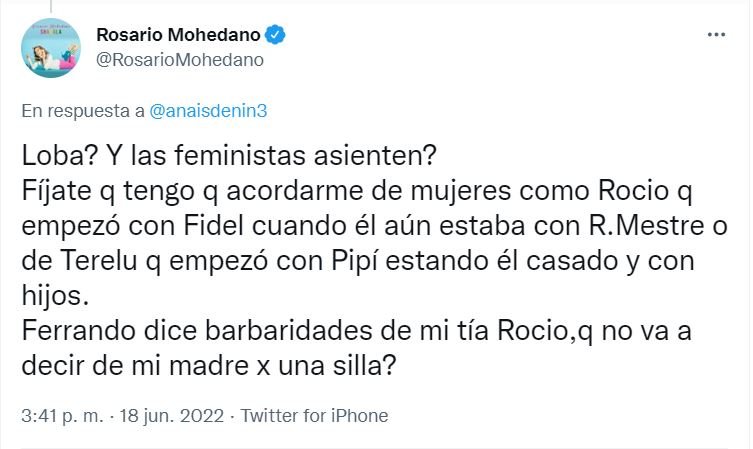 Chayo Mohedano se revuelve contra los comentarios de Carlos Ferrando hacia su madre.