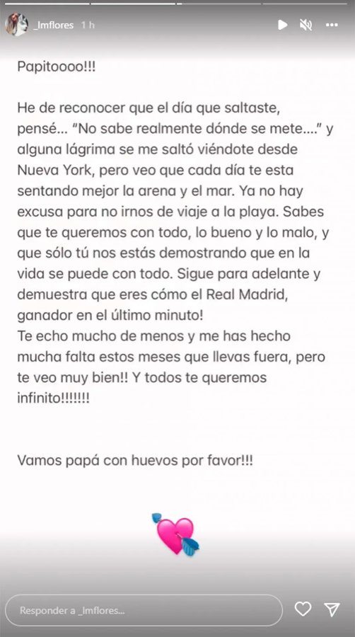 La carta de Laura Matamoros a su padre, Kiko (@_lmflores).