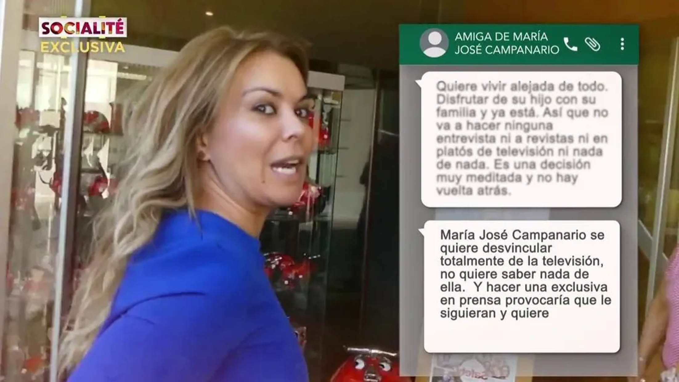 'Socialité' ha dado más detalles sobre la retirada del foco mediático de María José Campanario.