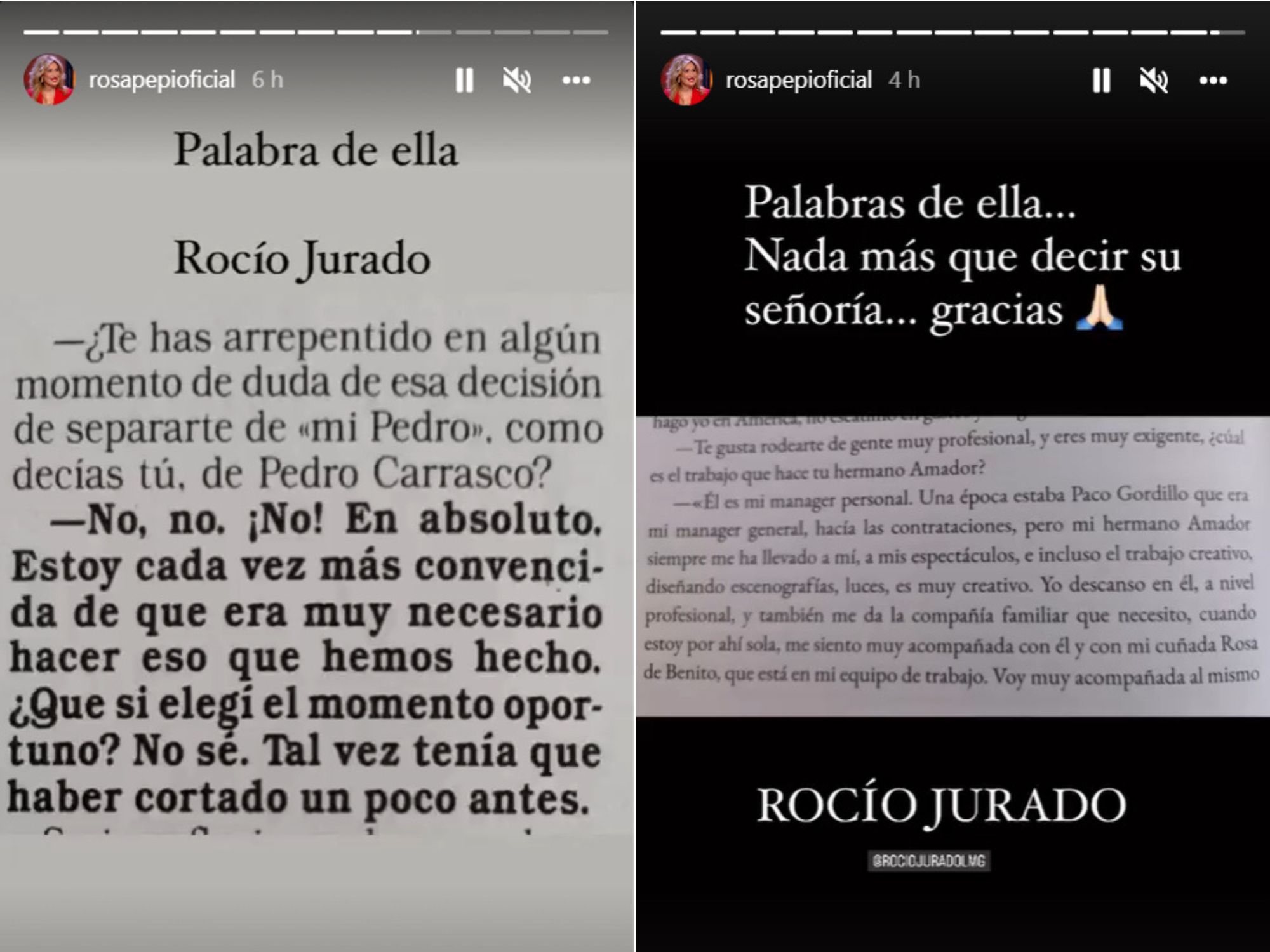 Rosa Benito ha compartido unas historias que ponen en duda a Rocío Carrasco.