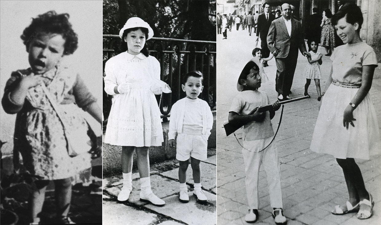 varias fotos de la cantante cuando era niña y, en el medio, ya adolescente.