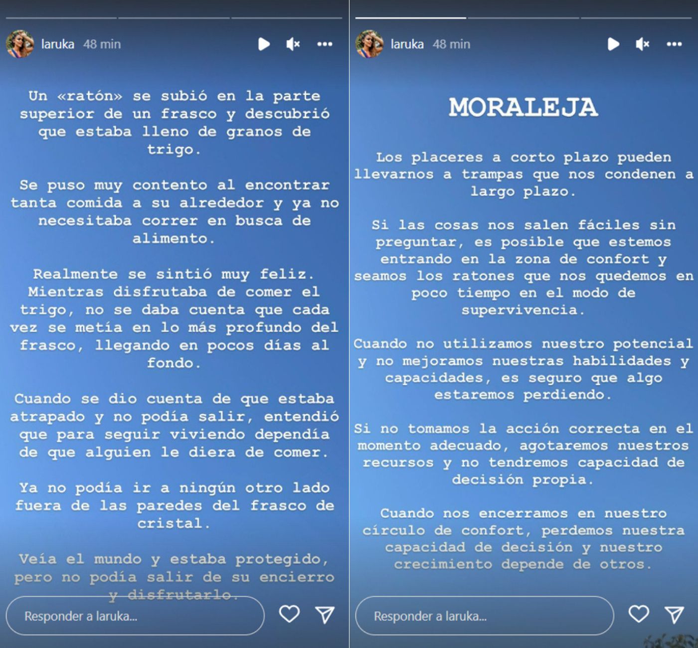 Las historias que ha compartido Lara Álvarez (@laruka)