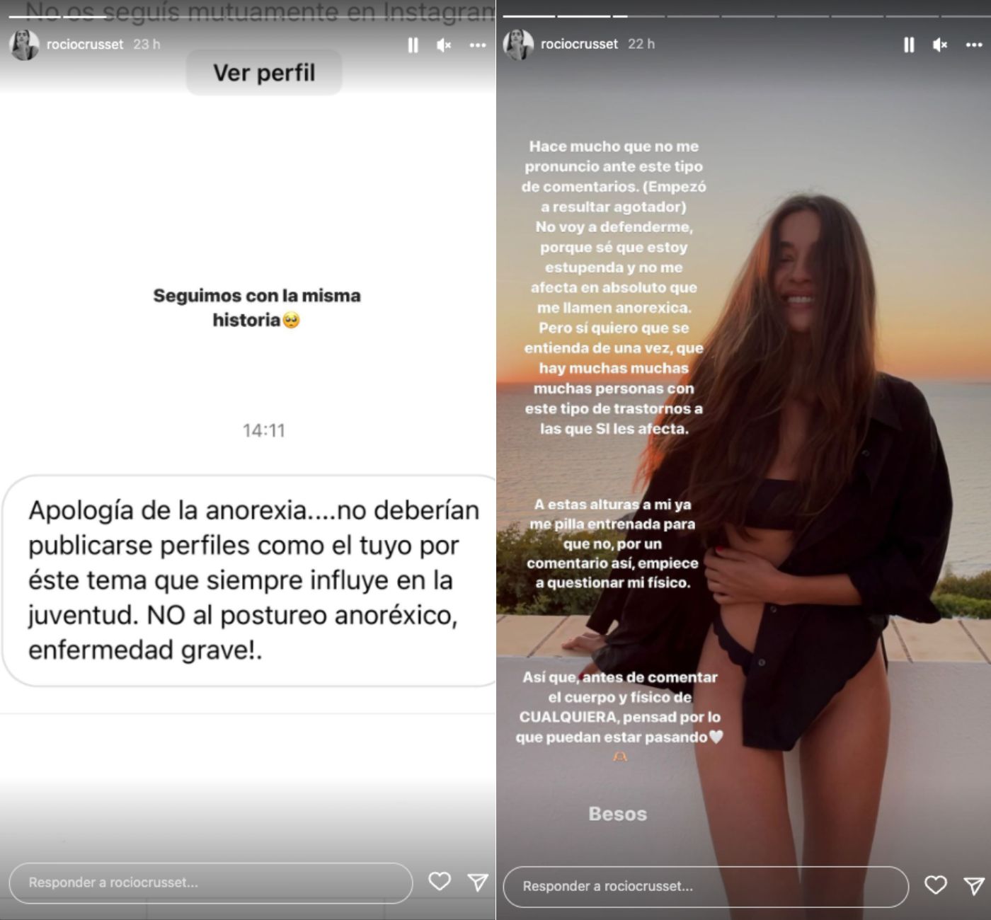 Rocío Crusset ha respondido en sus historias de Instagram.