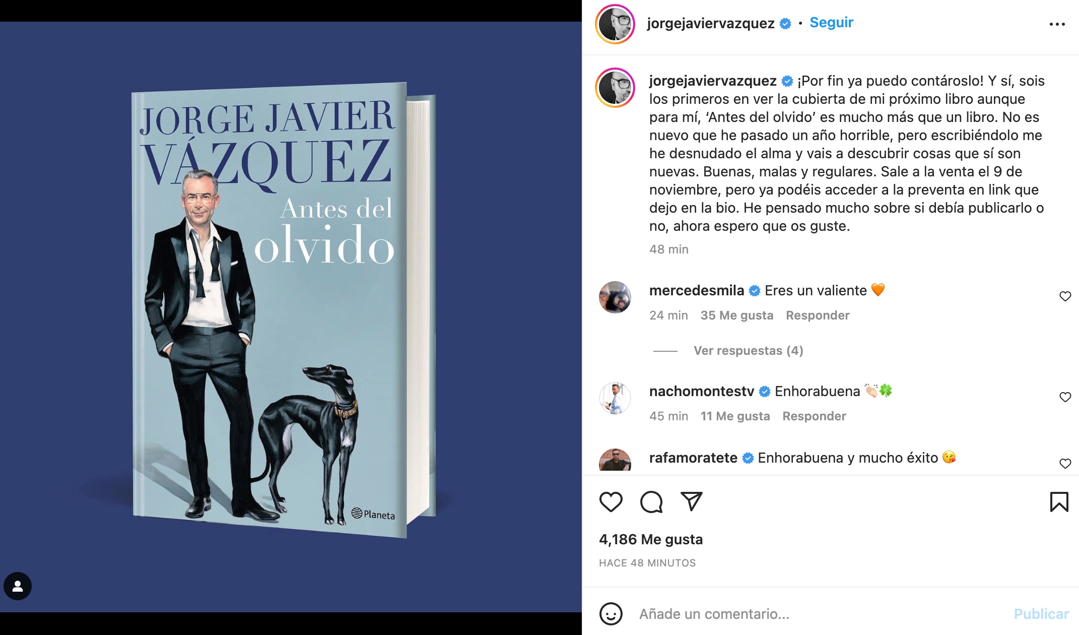 Jorge Javier Vázquez anuncia la publicación de su nuevo libro