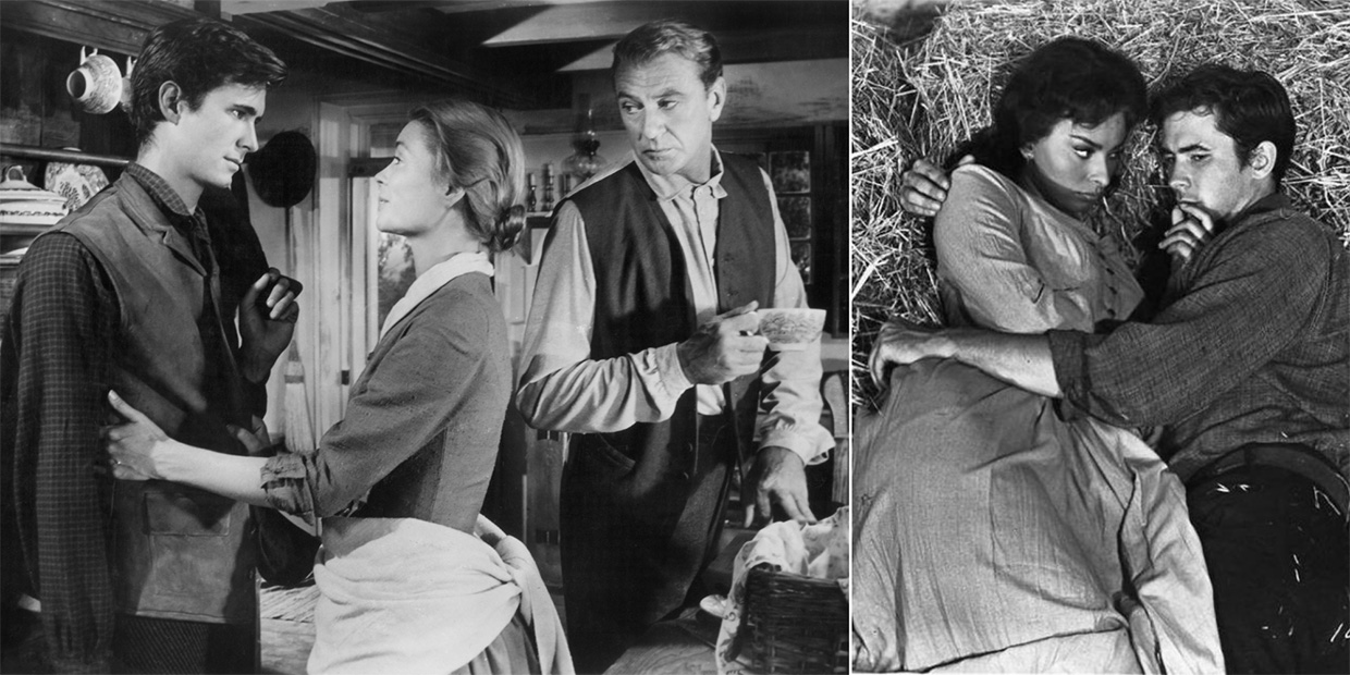 A la izquierda, en una imagen del filme "La gran prueba" con Gary Cooper y a la derecha, con Sophia Loren.