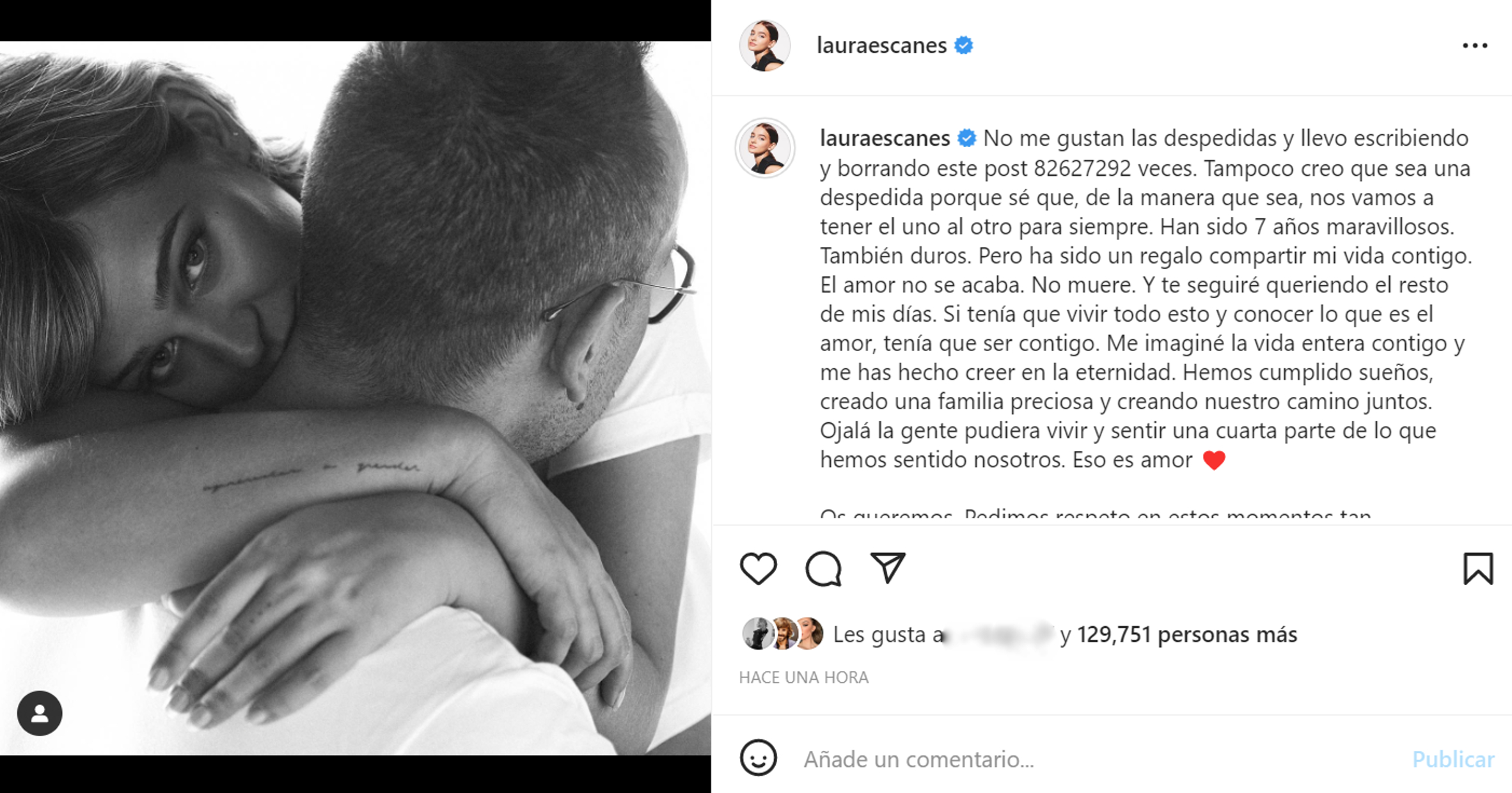 Así ha comunicado Laura Escanes su ruptura con Risto.