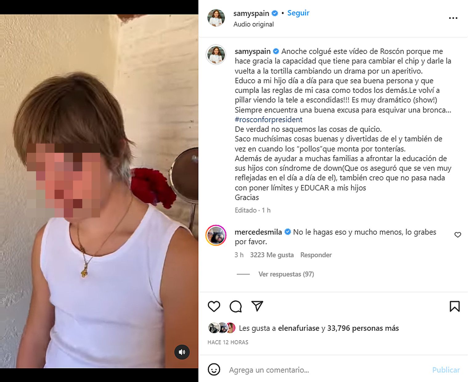 El comunicado de Samantha Vallejo-Nágera para justificar haber compartido un vídeo de su hijo llorando.