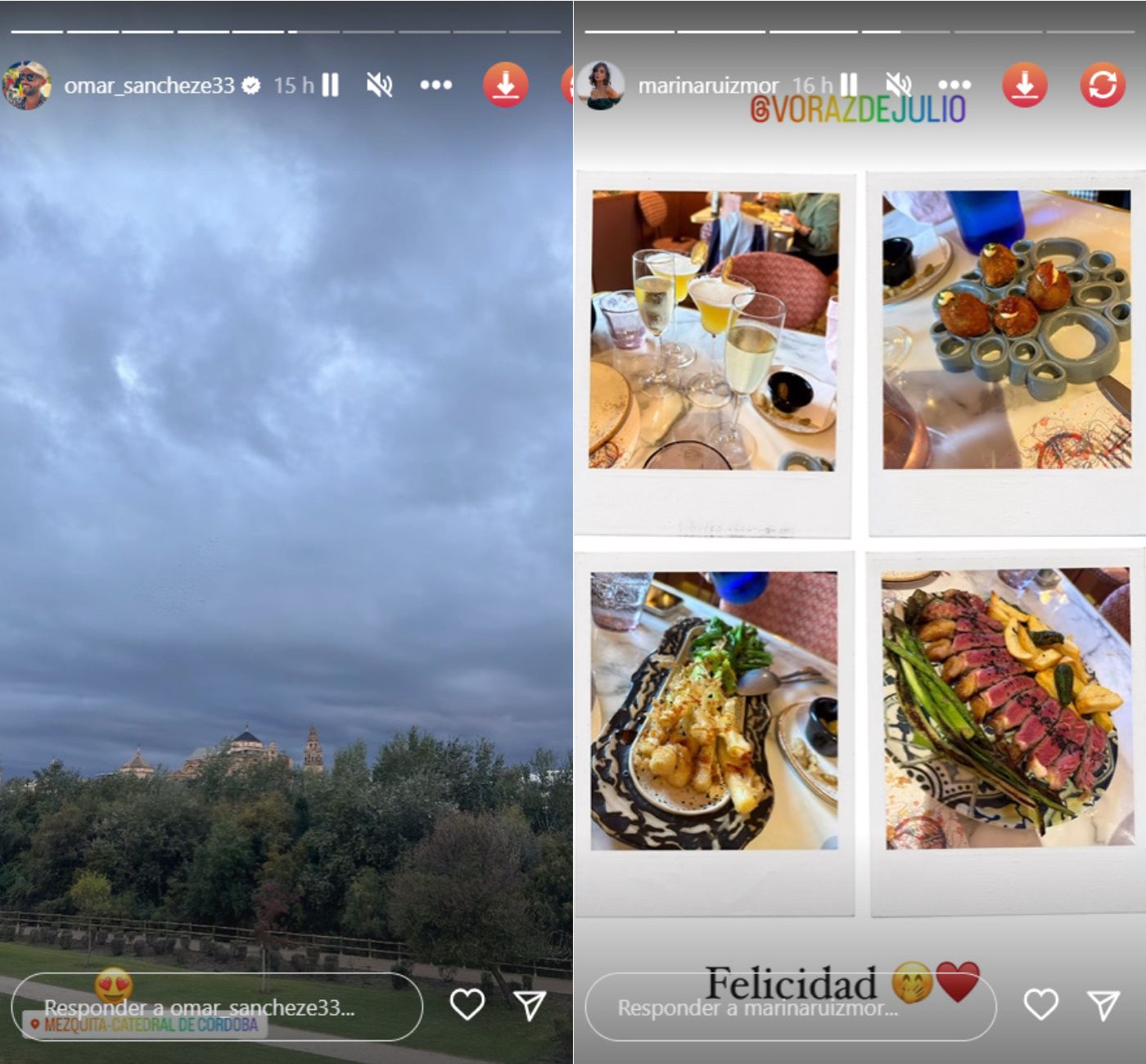 Omar Sánchez y Marina Ruiz han disfrutado de unos planazos por Córdoba (Instagram)