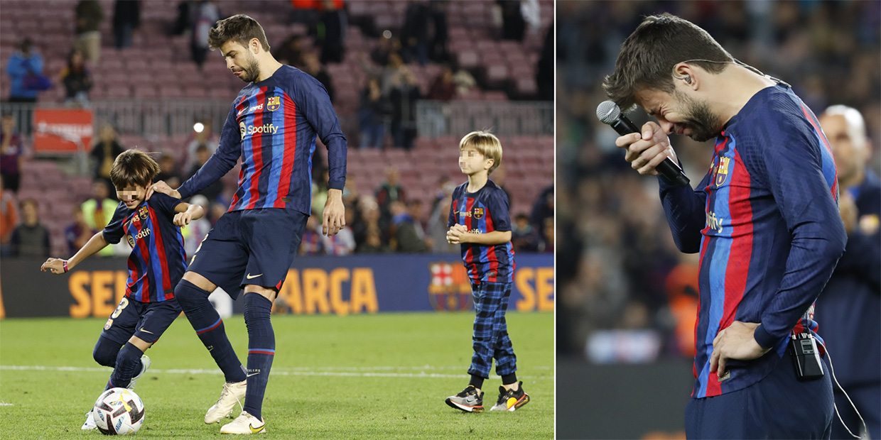 Gerard Pique despedida barça con sus hijos