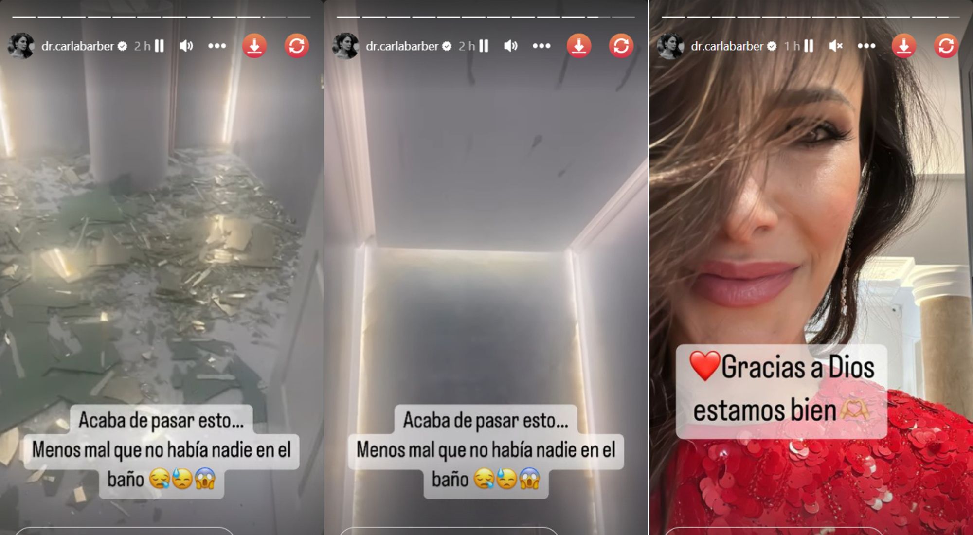 Carla Barber ha tranquilizado a sus seguidores tras el accidente (@dr.carlabarber)