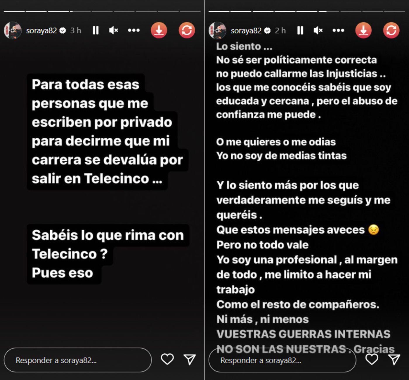 Las historias que ha compartido Soraya en redes sociales (@soraya82)