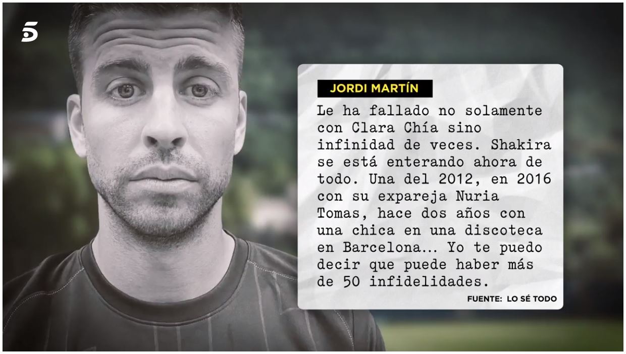 Jordi Martín ha hablado sobre las infidelidades de Piqué.
