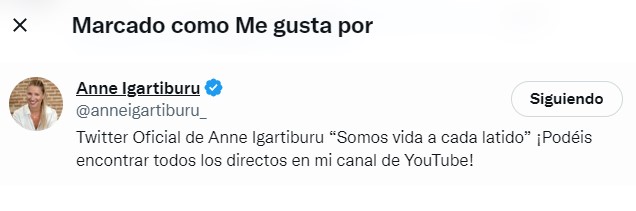 Anne Igartiburu le ha dado 'me gusta' a una publicación para dar las Campanadas con Ibai y Ramón García.