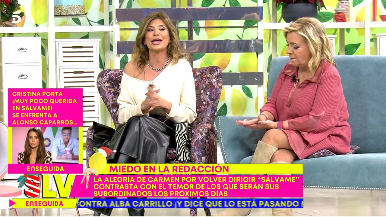 Carmen Borrego y Gema López, en 'Sálvame Diario'.