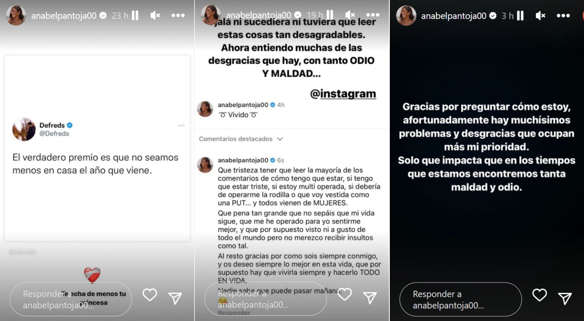 Anabel Pantoja en sus historias de Instagram (@anabelpantoja00)