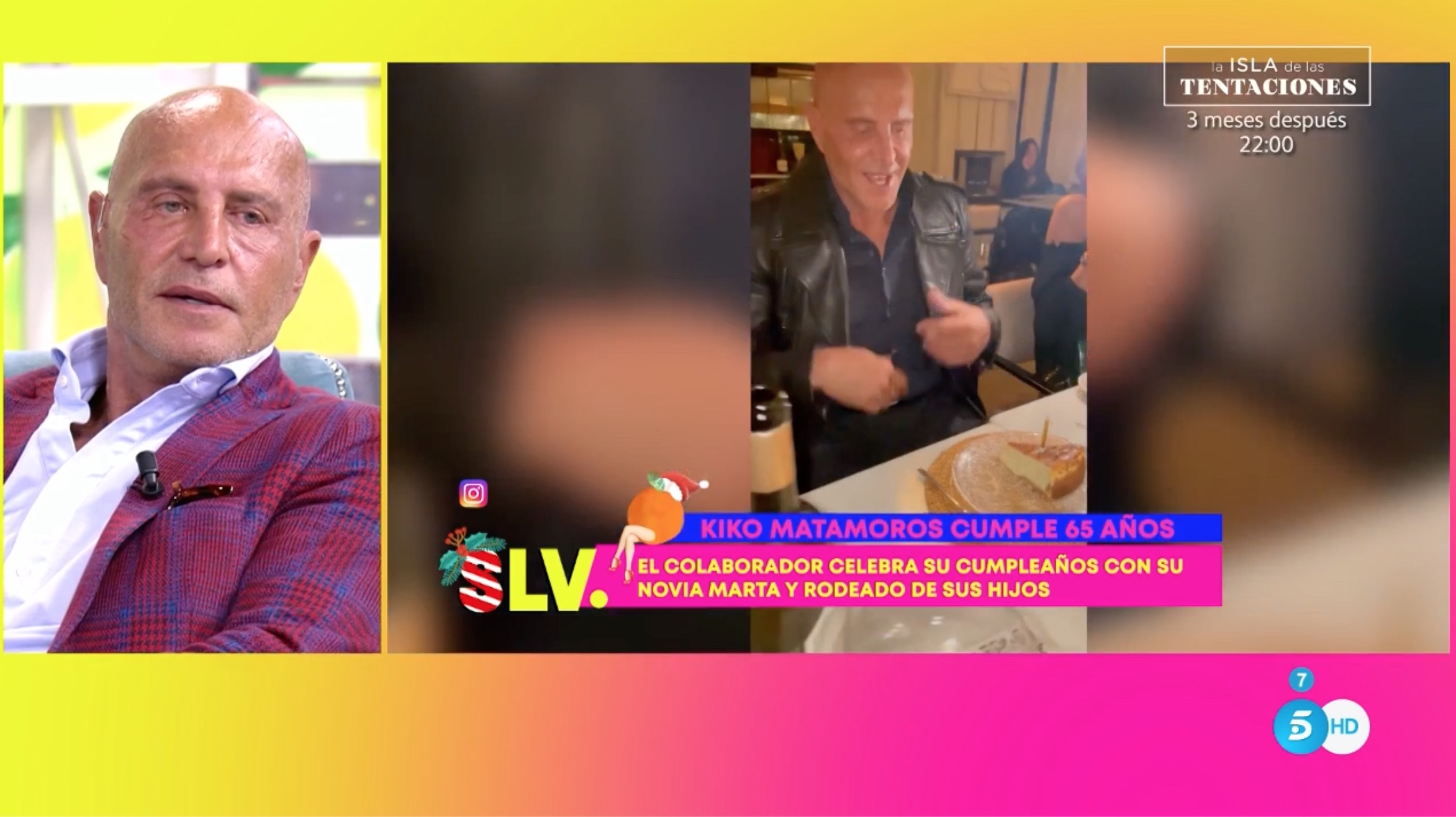 Kiko Matamoros, esta tarde en 'Sálvame Diario', reaccionando a su fiesta de cumpleaños