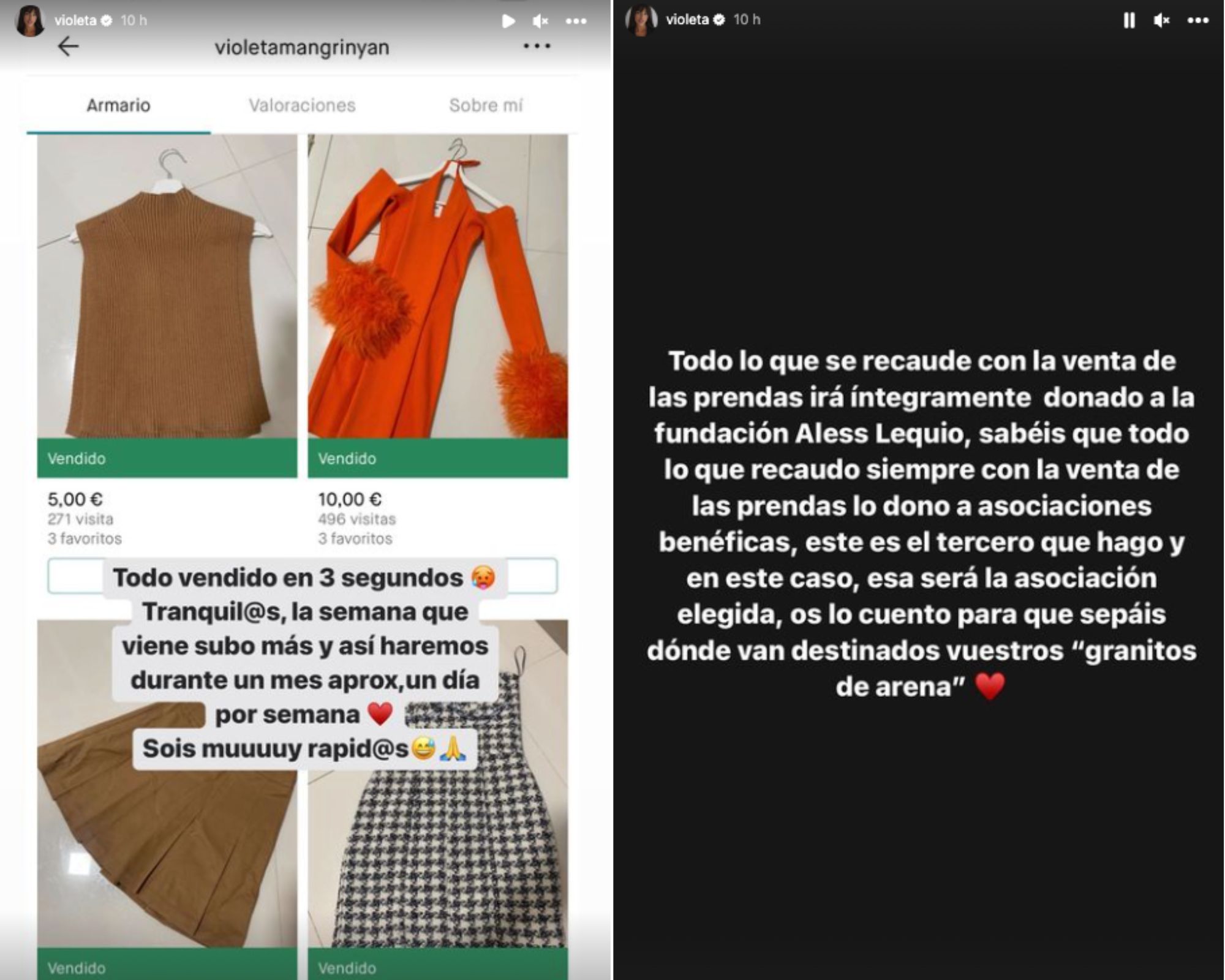 violeta mangriñan vende ropa donar aless lequio 1