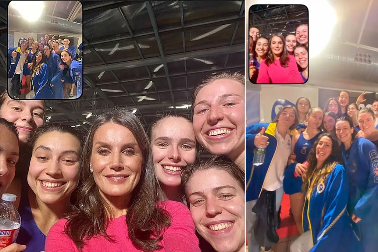 Letizia con el equipo de waterpolo