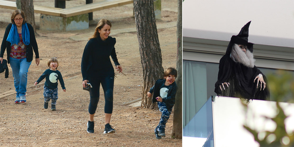 Madre de Piqué paseando con sus nietos y la bruja en el balcón de Shakira