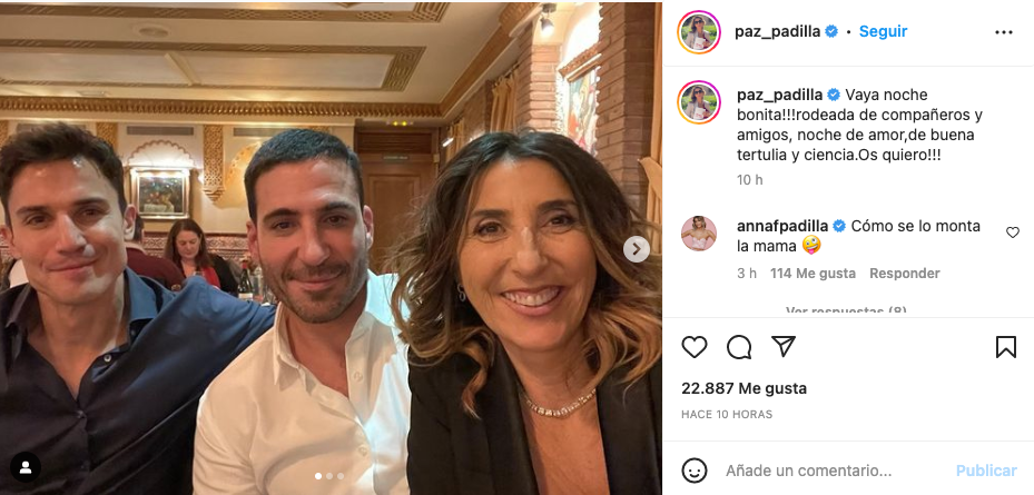 Paz Padilla con Álex González y Miguel Ángel Silvestre