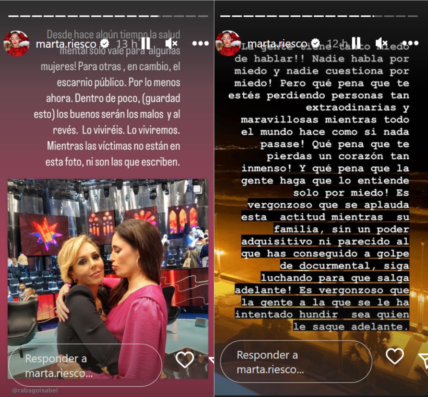 Marta Riesco en sus stories de Instagram.