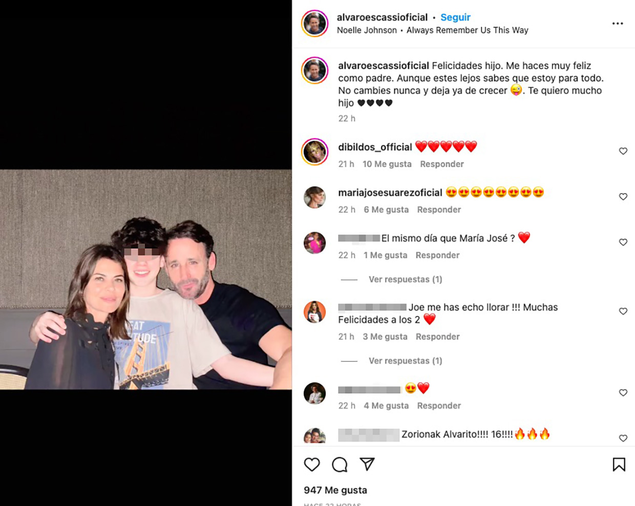 Escassi felicita a su hijo con varias fotos juntos (Imagen de Instagram)