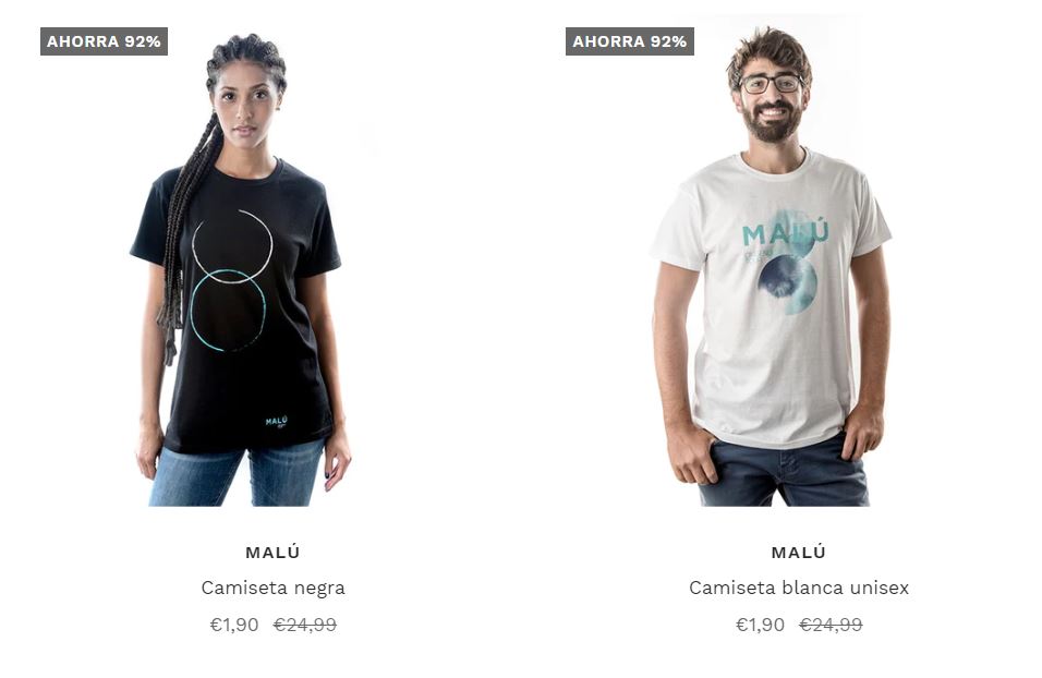 Malú vende camisetas en su web a 1,90 euros.