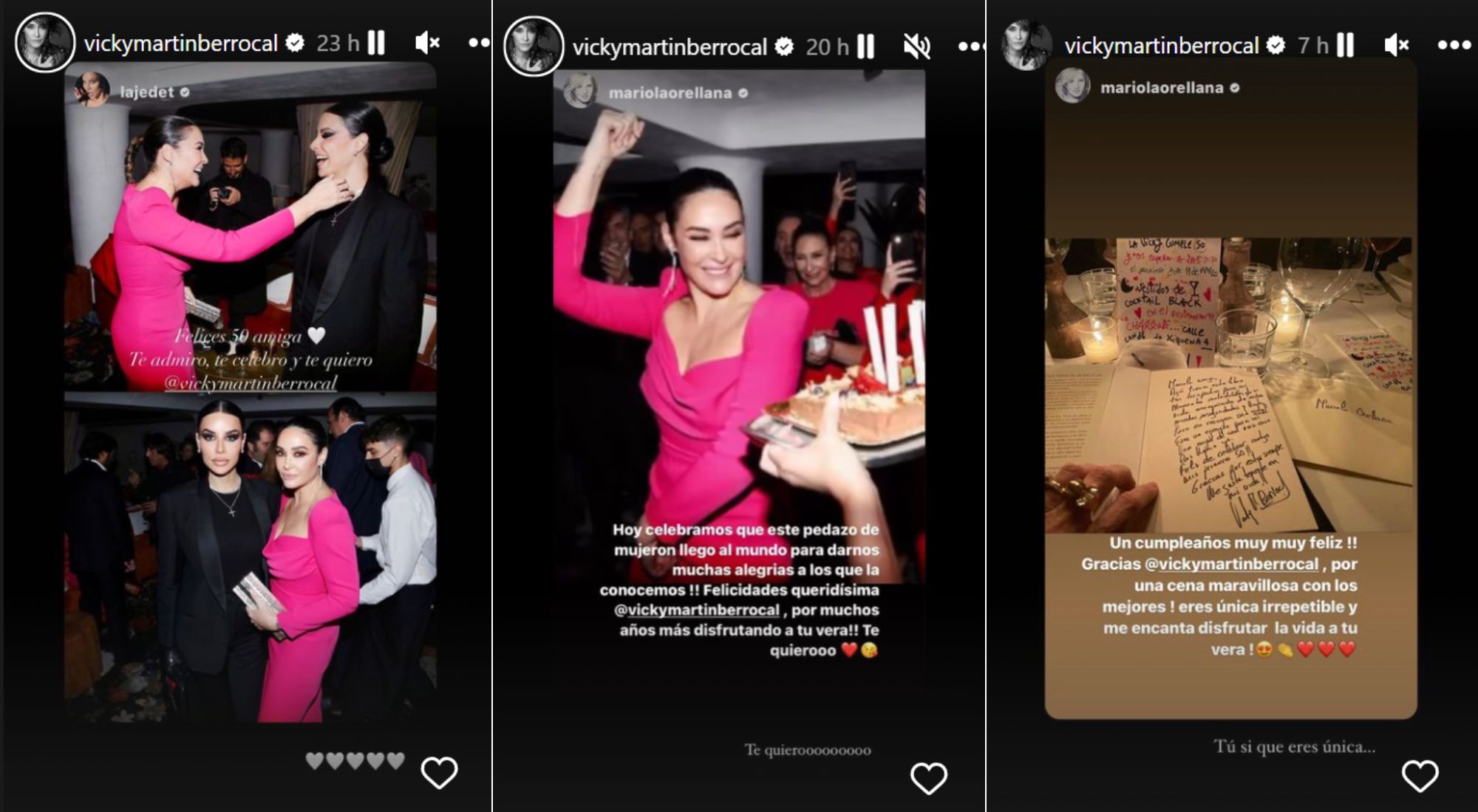 Las historias que compartió Vicky Martín Berrocal en su Instagram.