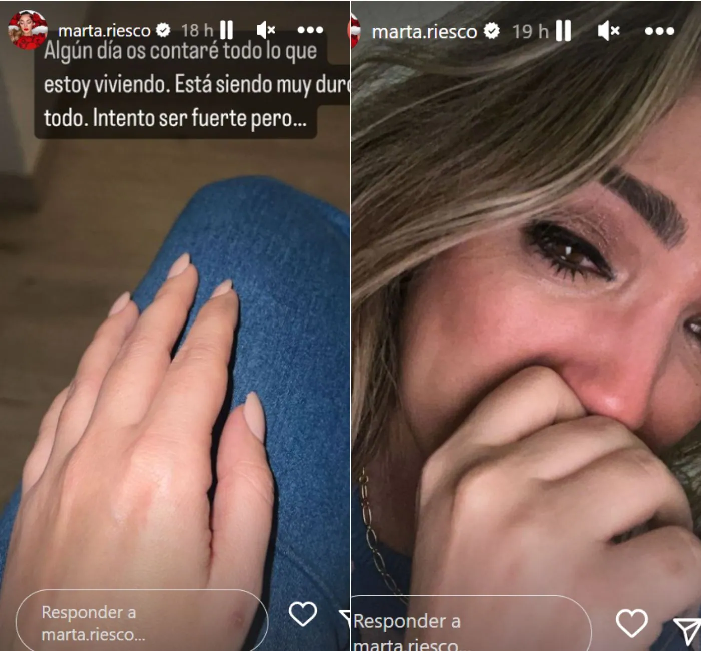 Marta Riesco, completamente rota, muestra sus lágrimas en Instagram.