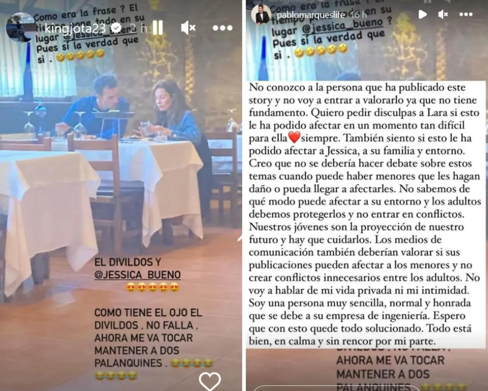 El ataque de Jota Peleteiro y la defensa de Pablo Marqués, ambos en Instagram.