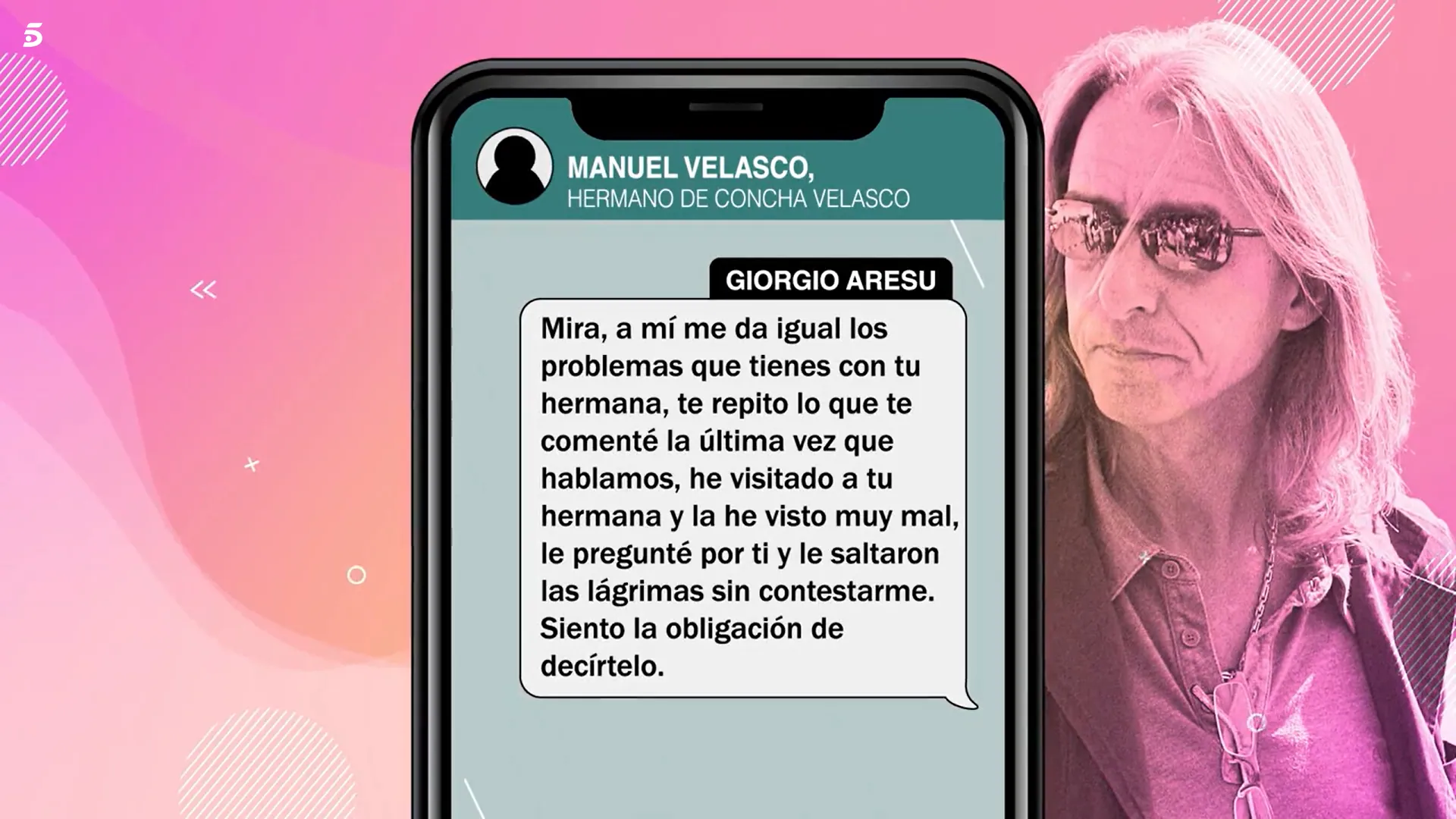 Giorgio Aresu se puso en contacto con Manuel Velasco por la situación de su hermana (Telecinco)