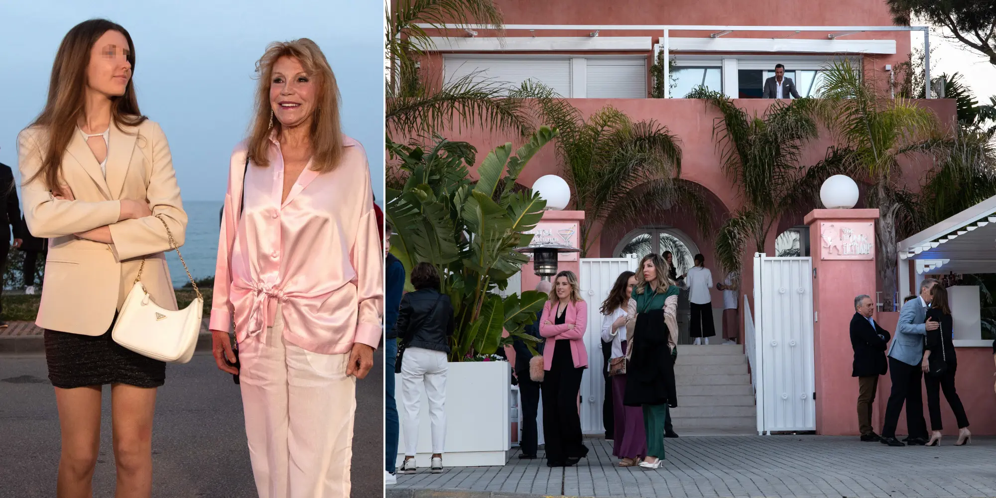 Tita Cervera con su hija en la inauguración de su nuevo local.