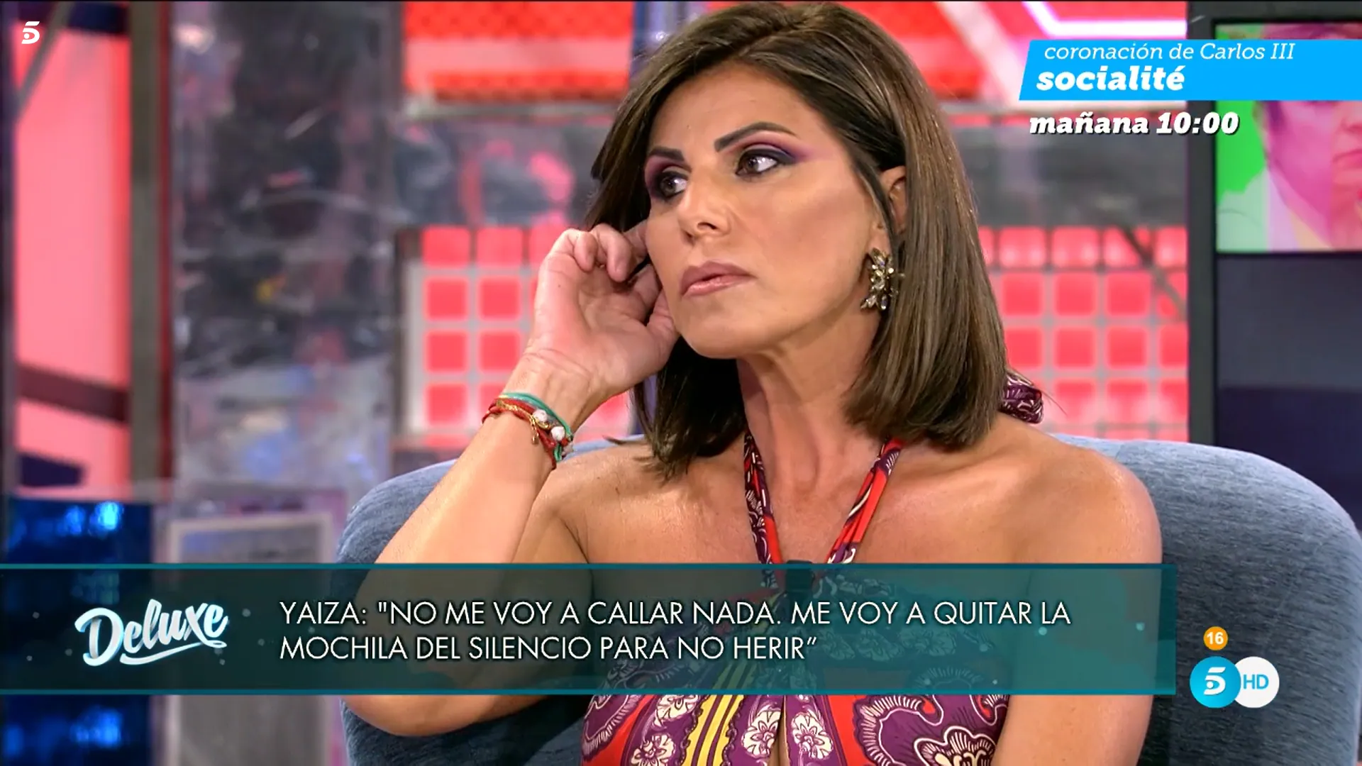 Yaiza Martín durante su entrevista en el 'Deluxe' (Telecinco)