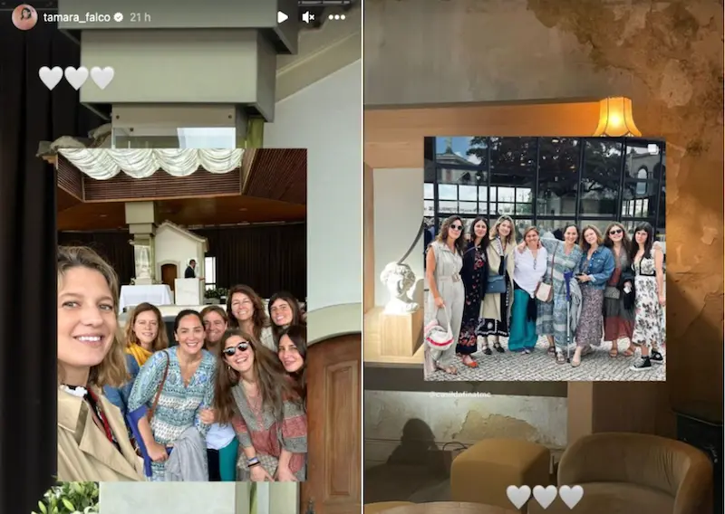 Tamara Falcó en stories con amigas en su despedida.